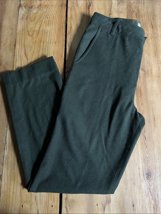 Tibi Pants - TIBI 8 Forest Green Wool Straight Leg Trousers